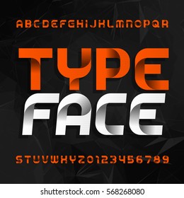 Decorative alphabet typeface. Type letters and numbers on a dark polygonal background. Vector font for your design.