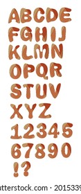 Decorative alphabet uppercase set in hatch design inclusive numbers