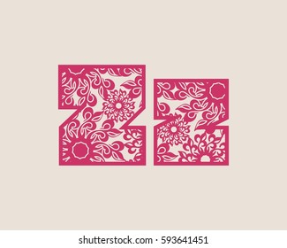 Decorative alphabet vector font. Letter Z. Typography for headlines, posters, logos etc. Uppercase and lowercase symbols