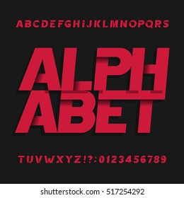 Decorative alphabet vector font. Oblique letters symbols and numbers. Typography for headlines, posters, logos etc.