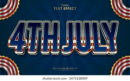 decorative america 4th july editable text effect vector