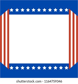 Decorative American abstract flag border with empty space for your text.