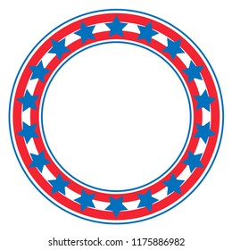 Decorative American abstract flag border, logo, emblem with empty space for your text.