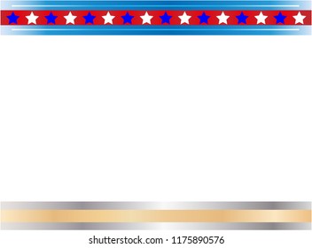 Decorative American abstract flag border with empty space for your text and images.