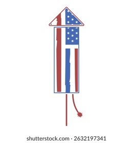 Diseño de cohete de fuegos artificiales de bandera americana decorativa