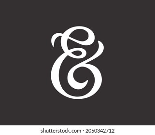 Decorative ampersand. Stylish cursive ampersand for poster, banner, invitation cards logo, or business cards. Vector illustration.