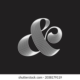 Decorative ampersand. Stylish hand drawn ampersand for poster, banner, invitation cards or business cards. Vector illustration. 