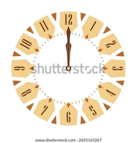Decorative Analog Wall Clock show 12.00 o'clock, vector illustration isolated, eps