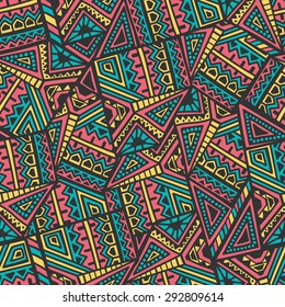 Decorative Ancient Hand Drawn Ethnic Seamless Pattern