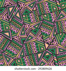 Decorative Ancient Hand Drawn Ethnic Seamless Pattern