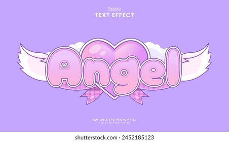 diseño de Vector de efecto de texto editable de alas de ángel decorativo