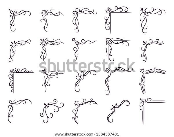 Decorative Angle Borders Vintage Calligraphic Corners Stock Vector 