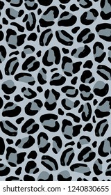 Decorative animal seamless pattern with wild snow leopard coat texture. Ounce fur backdrop with spots. Colored vector illustration in flat style for wrapping paper, textile print, wallpaper.