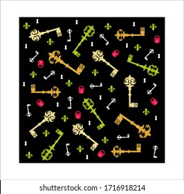 Decorative Antique Keys Background pattern