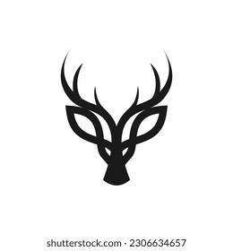 decorative antler head sharp line art
