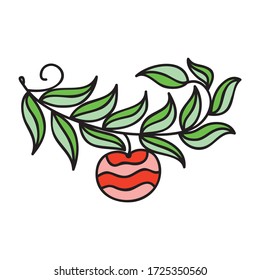 Decorative apple branch. Vector illustration