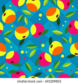Decorative apple pattern. Seamless background. A summer garden. Textile rapport.