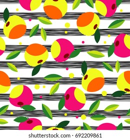 Decorative apple pattern. Seamless background. A summer garden. Textile rapport.