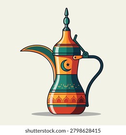 Decorative Arabic coffee pot illustration