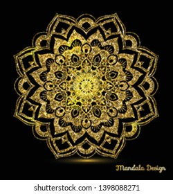 Decorative arabic round lace decor mandala. Vintage vector pattern for print or web design. Mandala abstract golden background.
