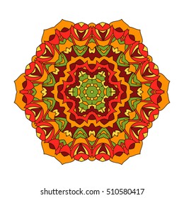 Decorative arabic round lace ornate mandala. Vintage vector pattern for print or web design. Mandala abstract colorful background. Invitation, wedding card, national design.