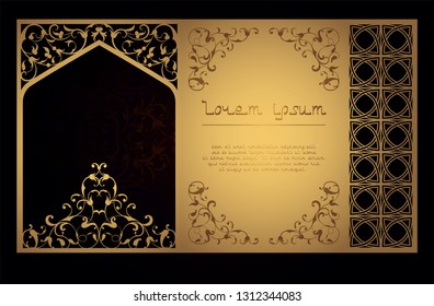 Decorative arabic template for laser cutting. in oriental style for konnrtov, covers, postcards. Carving on metal, paper or wood. Street screen. vector illustration.