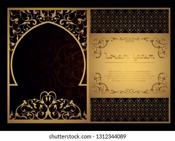 Decorative arabic template for laser cutting. in oriental style for konnrtov, covers, postcards. Carving on metal, paper or wood. Street screen. vector illustration.