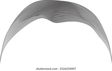 Decorative arch of line . Wavy half circle. Abstract flow linear fluid design element .Magic arch. Curved Music sounds lines. Squiggle strokes . Ornament design.Line art . Vector 
