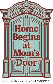 A decorative architectural element with sentiment for mother day suitable for greeting cards or home decor concepts. This piece conveys warmth and belonging.
