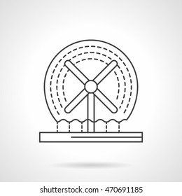 Decorative architecture elements and small structures. Dynamic rotating fountain. Flat line style vector icon