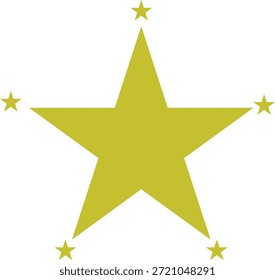 Un arreglo decorativo de cinco estrellas puntiagudas doradas sobre un fondo blanco limpio