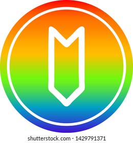 icono circular de flecha decorativa con acabado degradado de arco iris