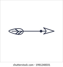 Decorative arrow isolated on a white background. Boho style. Native American Indian traditional symbol. Vector illustration