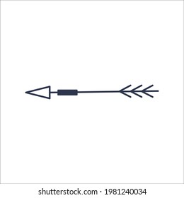 Decorative arrow isolated on a white background. Boho style. Native American Indian traditional symbol. Vector illustration