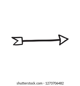 Decorative arrow. Line drawn style. Doodle illustration.
