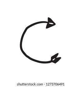 Decorative arrow. Line drawn style. Doodle illustration.
