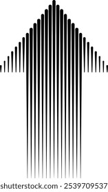 Flecha decorativa hecha de líneas de Vertical. Símbolo de flecha Abstractas creado a partir de la ilustración de líneas. Elemento gráfico para Diseño web, arte digital, collages.