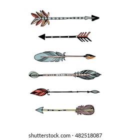 Decorative arrows collection. Hand drawn vector design set.