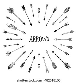 Decorative arrows collection. Hand drawn vector design set.