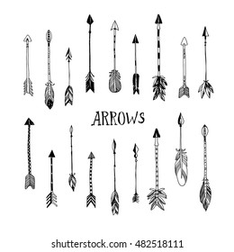 Decorative arrows collection. Hand drawn vector design set.