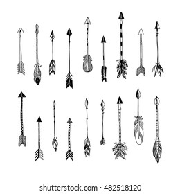 Decorative arrows collection. Hand drawn vector design set.