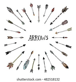 Decorative arrows collection. Hand drawn vector design set.