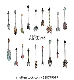 Decorative arrows collection. Hand drawn vector design set.