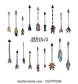 Decorative arrows collection. Hand drawn vector design set.