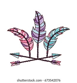Decorative arrows with feathers boho style