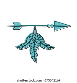 Decorative arrows with feathers boho style