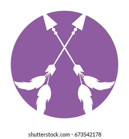 Decorative arrows with feathers boho style