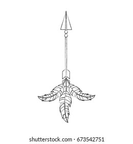 Decorative arrows with feathers boho style