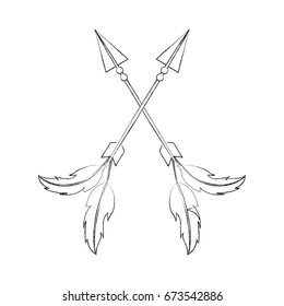 Decorative arrows with feathers boho style