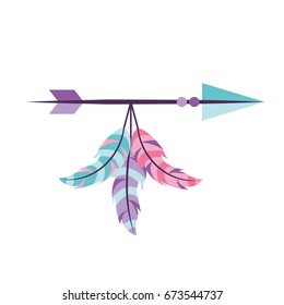 Decorative arrows with feathers boho style